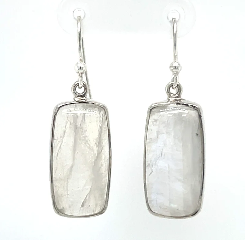 elegant diamond earrings for women -Sterling Silver Rainbow Moonstone Earrings