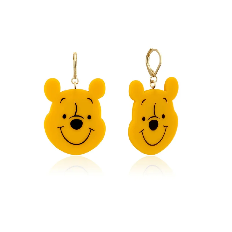 gold stud earrings for women -Disney Gold Plated Winnie The Pooh Acetate 50mm Drop Earrings