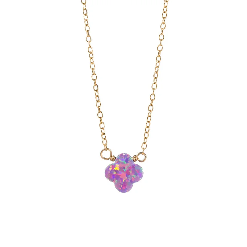 teardrop pendant necklaces for women -bara boheme | Medium "CLOVER" Opal Necklace