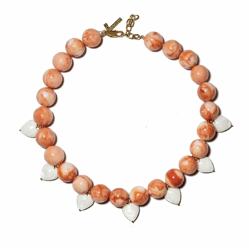 statement bar necklaces for women -Coral Heart Charm Necklace