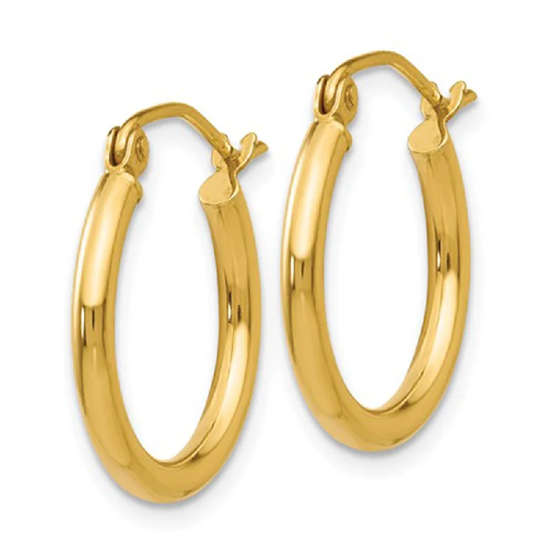 sparkling drop gemstone earrings for women -14k Yellow Gold Lightweight Tube Hoop Earrings