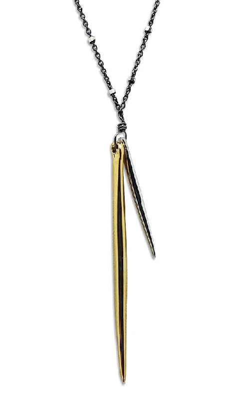 unique pendant necklaces with gemstones for women -Double Spike Necklace (N1252)