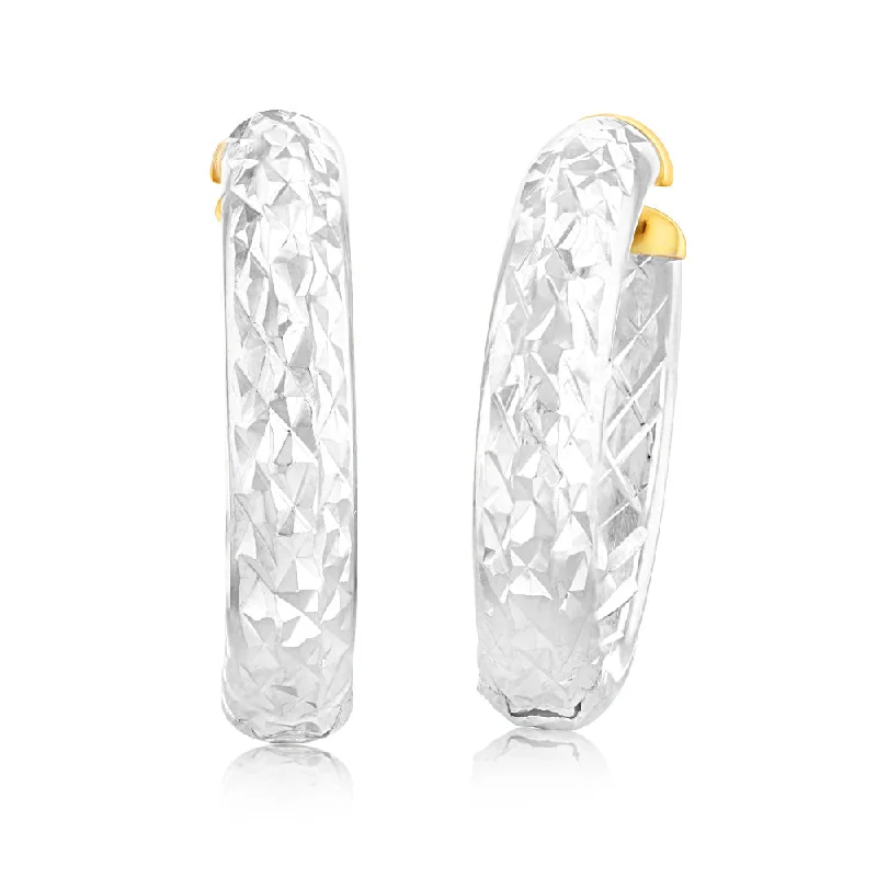 vibrant drop earrings for women -9ct Yellow And White Gold Two Tone Hoop Earrings