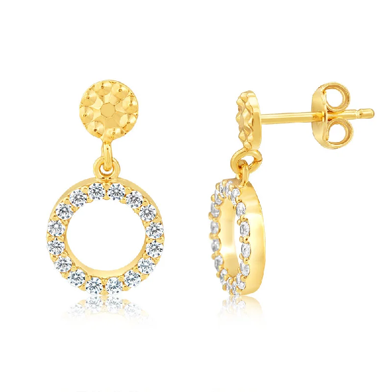 modern gemstone drop earrings for women -9ct Yellow Gold Silverfilled Circle Of Life Earrings