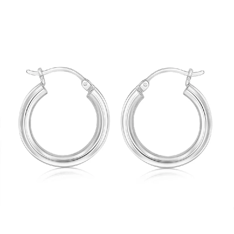 classic diamond earrings for women -Sterling Silver Plain 15mm Hoop Earrings