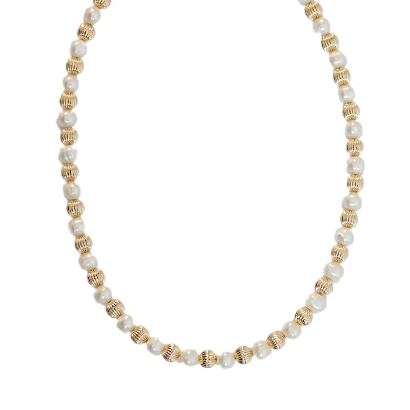 radiant pendant necklaces for women -"LUCY" 14k gold-filled & pearl beaded Choker/Necklace