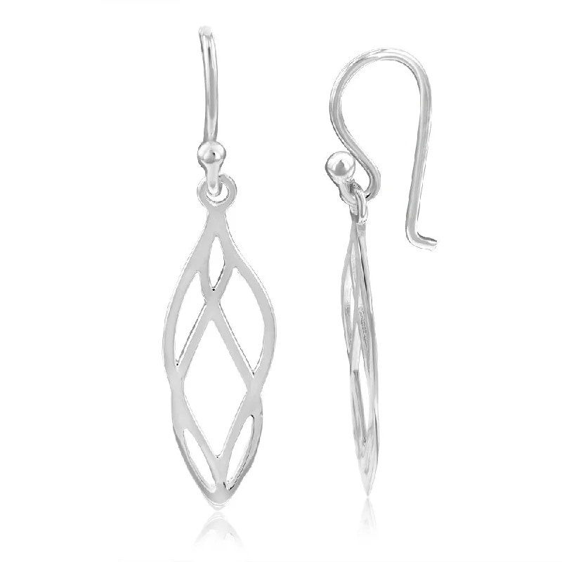 sparkling crystal drop earrings for women -Sterling Silver Fancy Pattern Drop Earrings