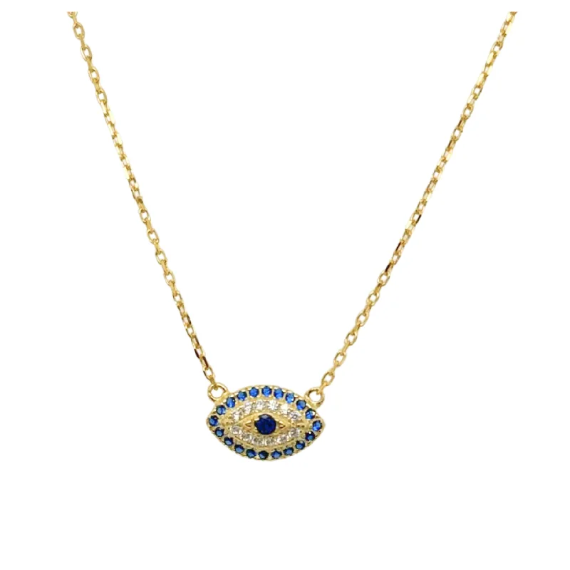 silver cross pendant necklaces for women -"LOKI" Evil Eye Sapphire Necklace