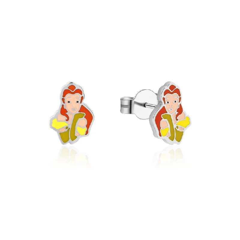 radiant pearl drop earrings for women -Disney Beauty And The Beast Stainless Steel Princess Belle Stud Earrings