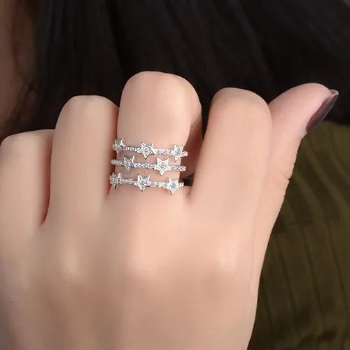 stylish rings for women -Copper Simple Style Classic Style Commute Inlay Star Zircon Open Rings