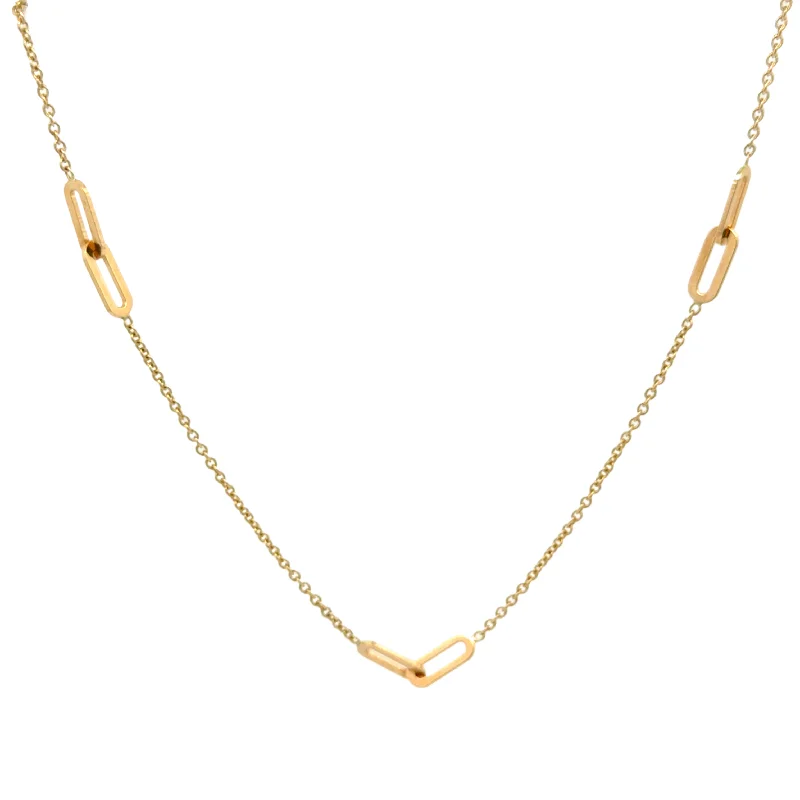 elegant bar necklaces for women -Double Link Station Chain