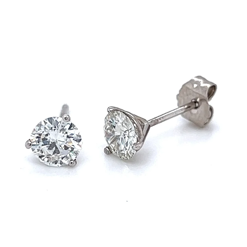 classic pearl stud earrings for women -14k White Gold 1.21 CTW Diamond Stud Earrings