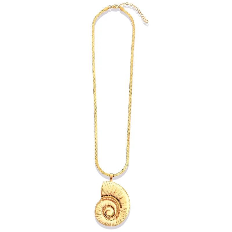 trendy gemstone necklaces for women -Vittoria Oversized Shell Necklace