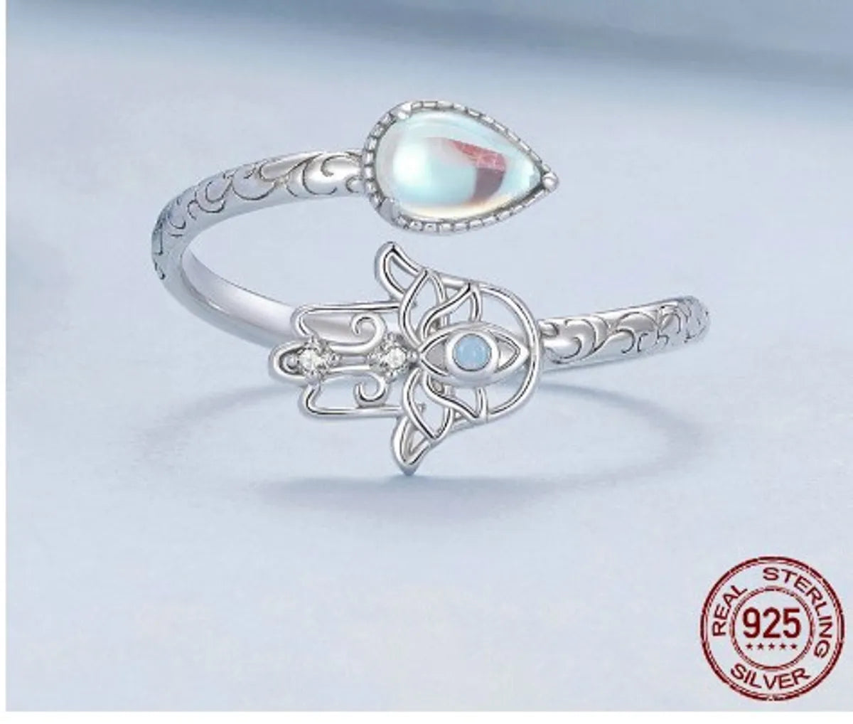 diamond rings with unique designs for women -Modern Style Palm Sterling Silver Plating Inlay Zircon Open Rings