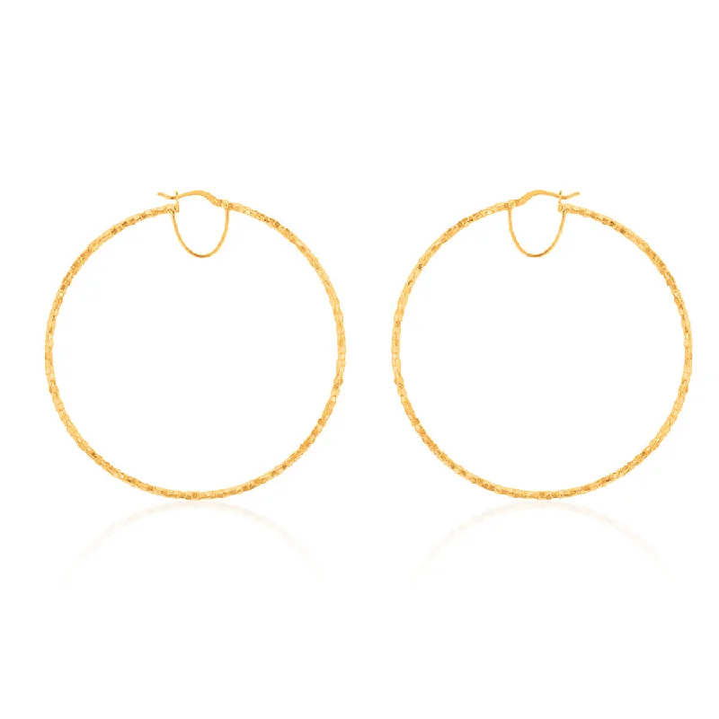 vintage gemstone earrings for women -9ct Yellow Gold Silverfilled Fancy 60mm Hoop Earrings