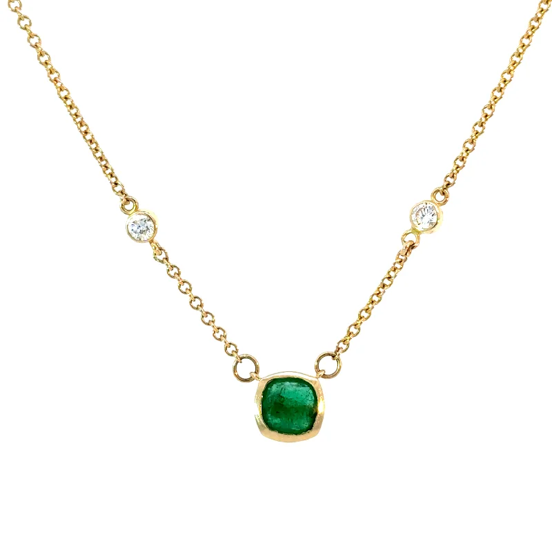 dainty infinity pendants for women -Emerald & Diamond Bezel Necklace