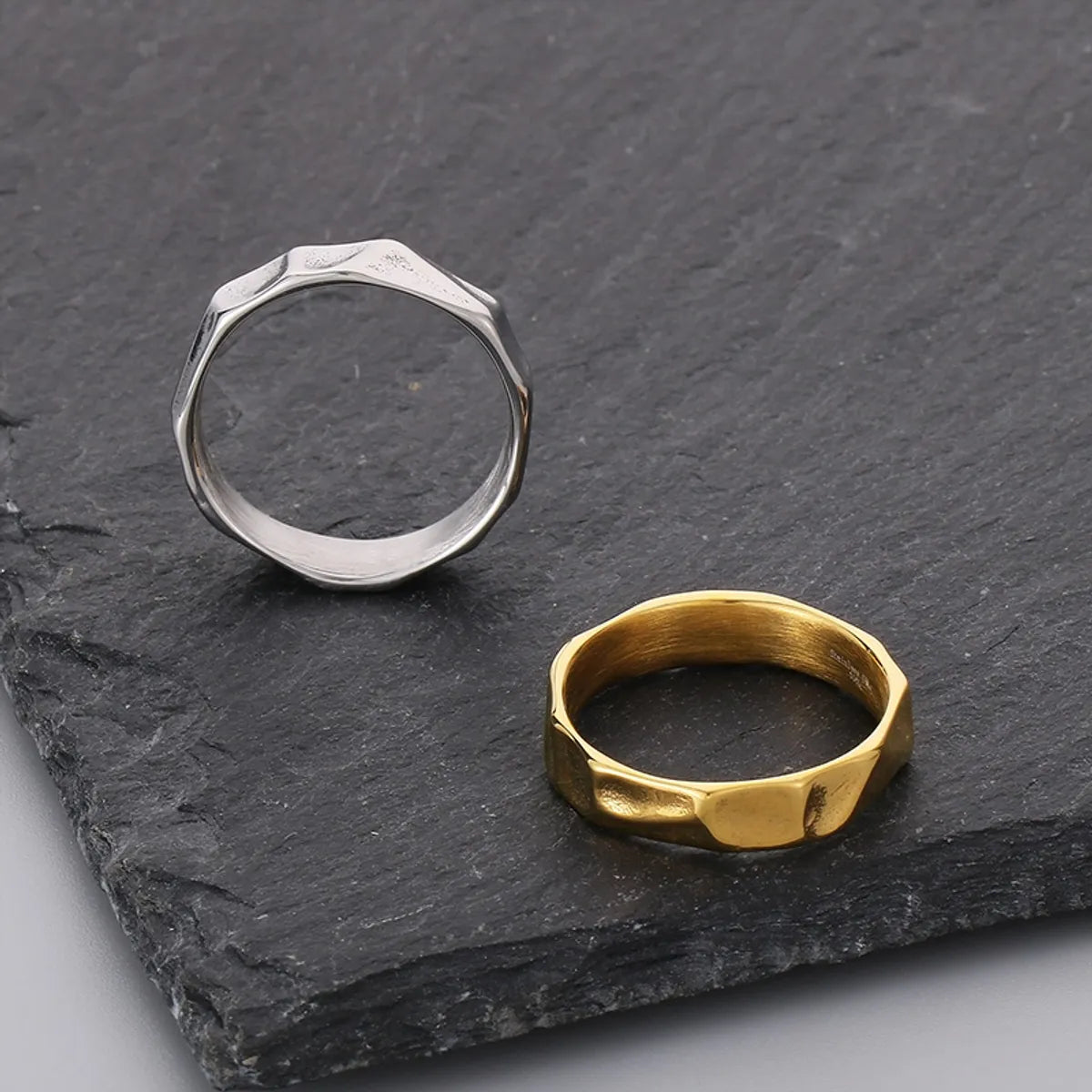 wedding bands for women with colored stones -Simple Style Solid Color Titanium Steel 18K Gold Plated Men'S Rings