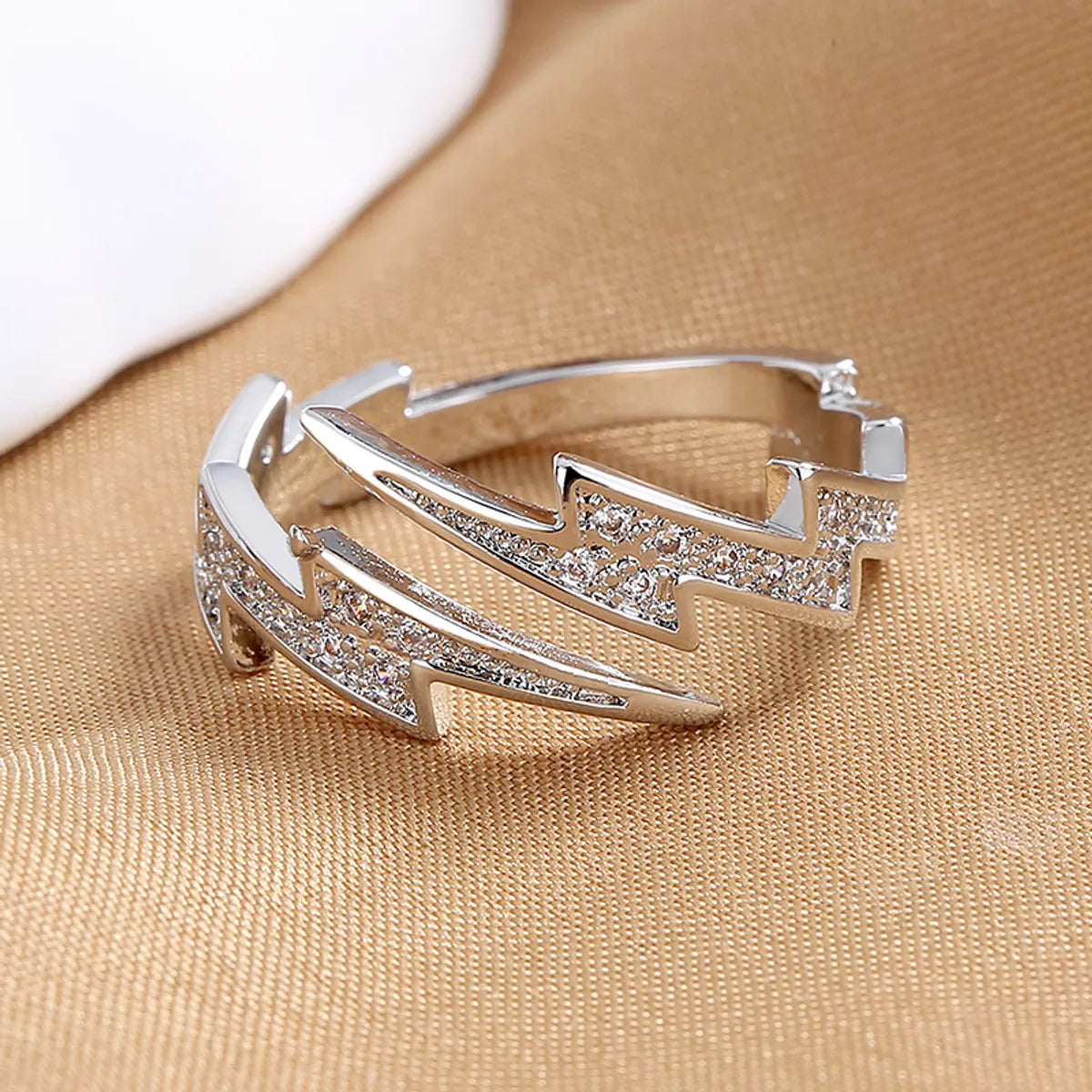 diamond wedding bands for women -Modern Style Round Sterling Silver Inlay Zircon Open Rings