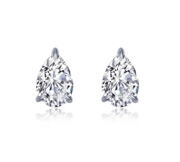 luxury gemstone chandelier earrings for women -Sterling Silver 4.00 CTW Pear Simulated Diamond Stud Earrings by Lafonn