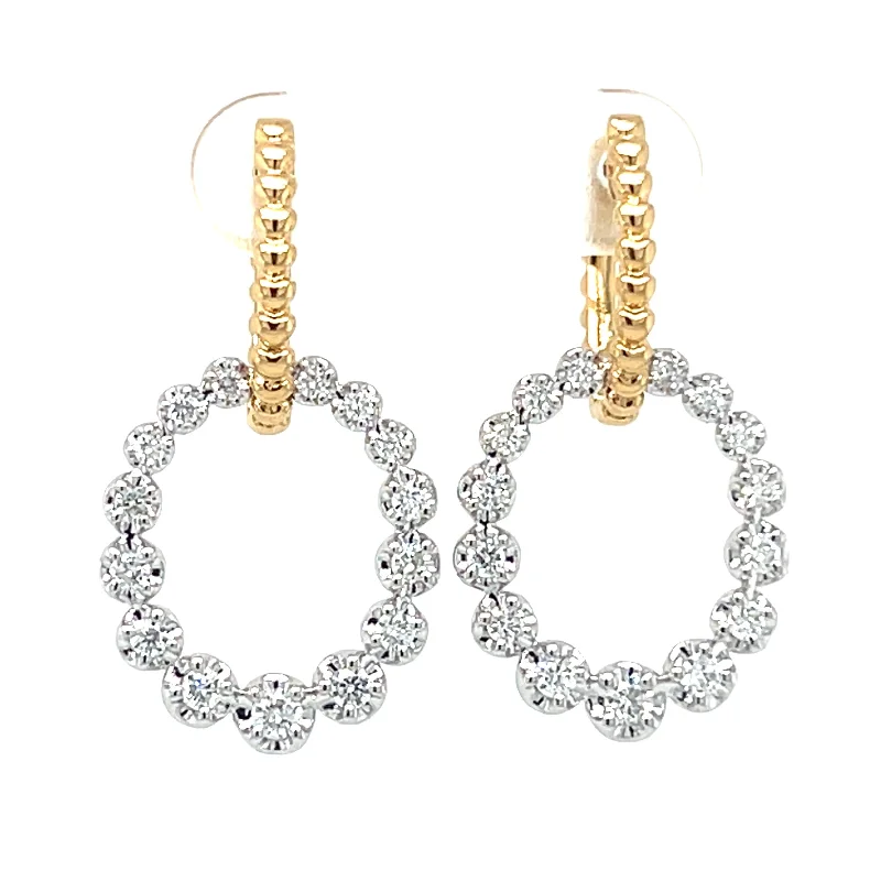 luxurious diamond stud earrings for women -18k Two Tone Diamond Fashion Dangle Hoop Earrings