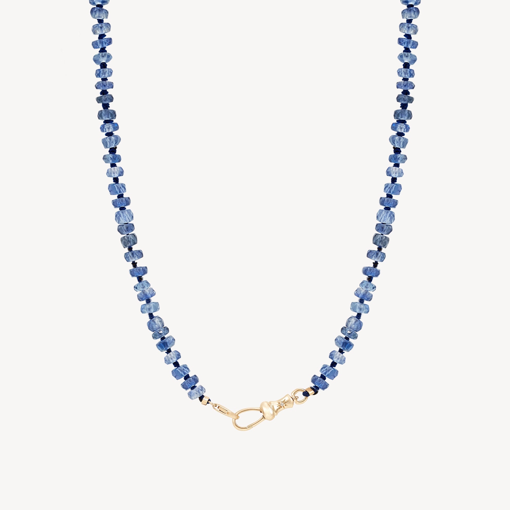 radiant gemstone moon necklaces for women -kyanite beaded mood necklace - 10k yellow gold, kyanite