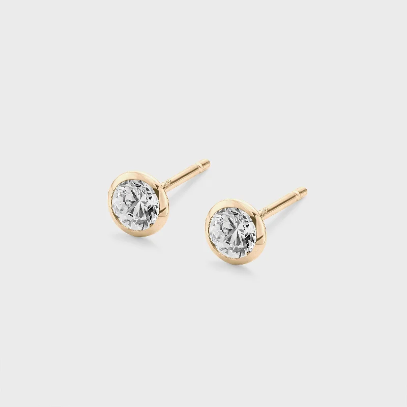 floral stud earrings for women -Bezel Studs