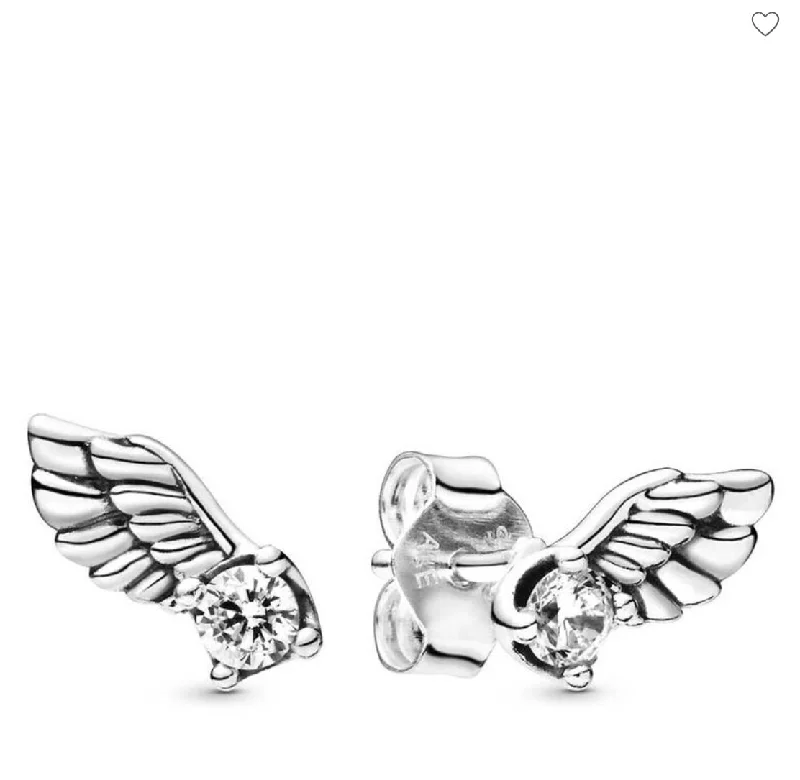 dazzling gemstone hoop earrings for women -Pandora Sparkling Angel Wing Stud Earrings