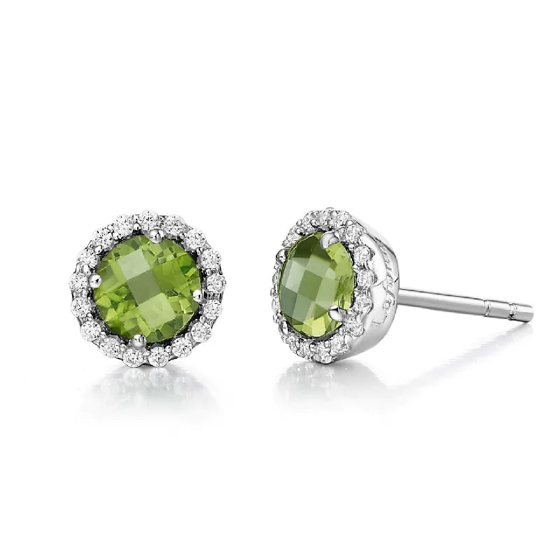 trendy diamond earrings for women -Sterling Silver Peridot Birthstone Stud Earrings by Lafon