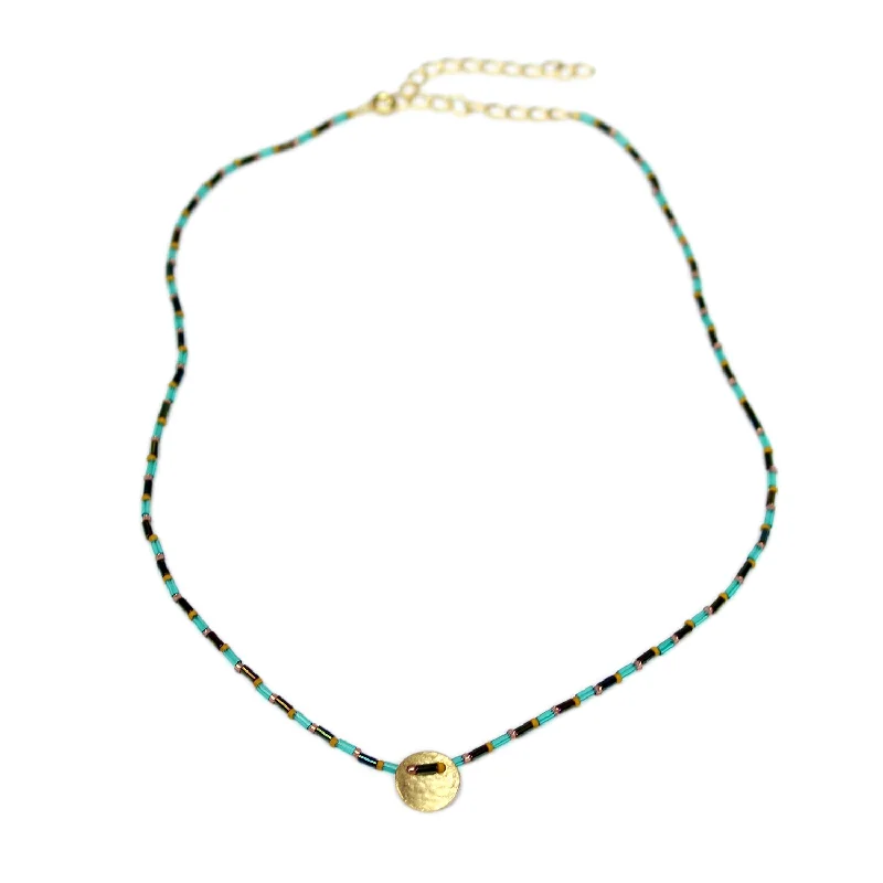 boho necklaces for women -Charm Necklace / Olive