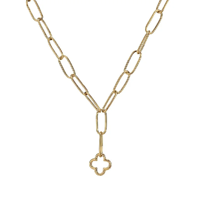 gold diamond pendants for women -Clover Lariat