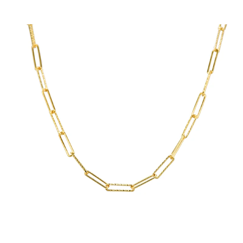 sparkling gemstone pendant necklaces for women -"SHINNY PAPERCLIP" Gold Plated Chain Necklace