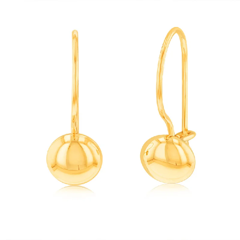 minimal drop earrings for women -9ct Yellow Gold Polished 5.4mm Flat Euroball Earrings