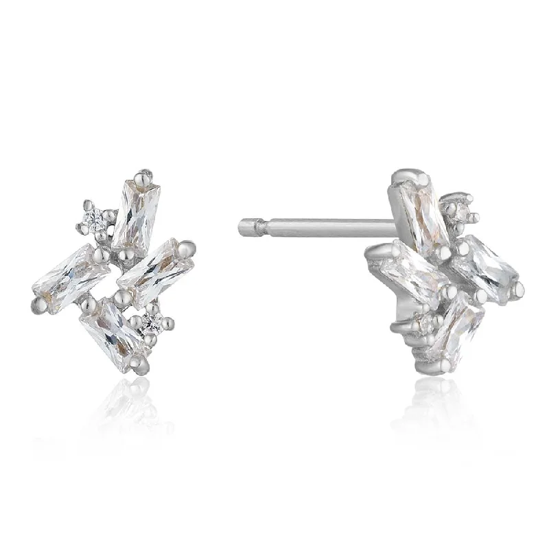 flower stud earrings for women -Ania Haie Sterling Silver Glow Getter Cluster Stud Earrings