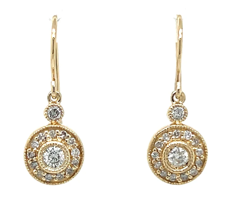 radiant drop pearl earrings for women -Pre-Owned 14k Yellow Gold Diamond Dangle Fashion Earrings