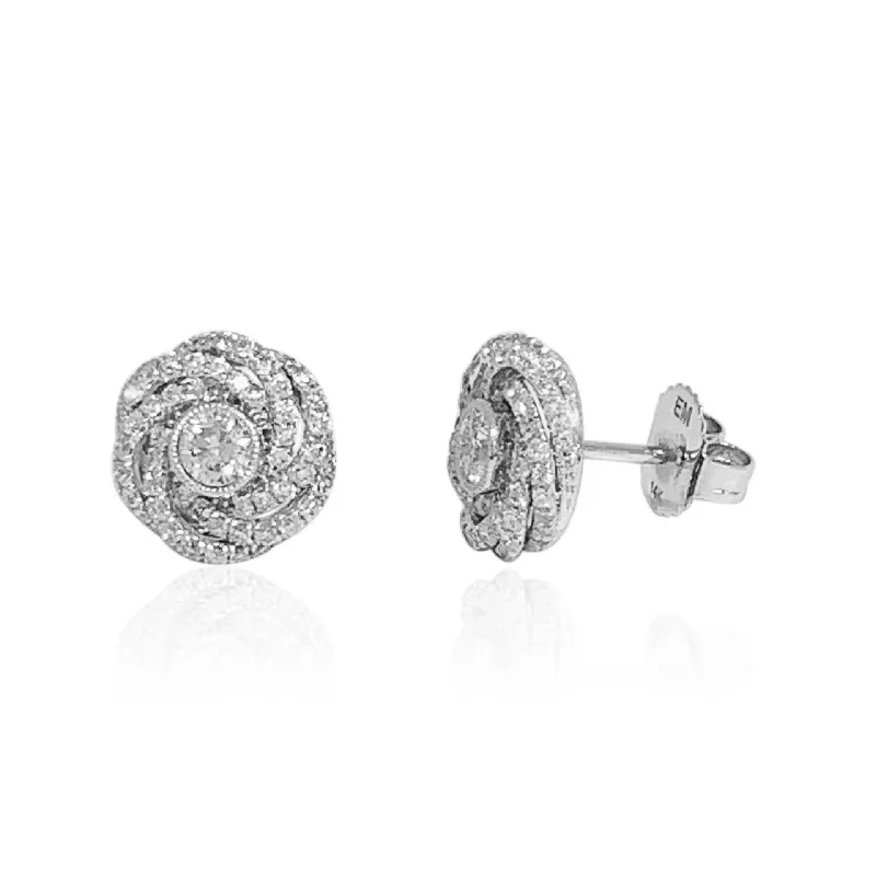 radiant gemstone earrings for women -White Gold Diamond Stud Earrings