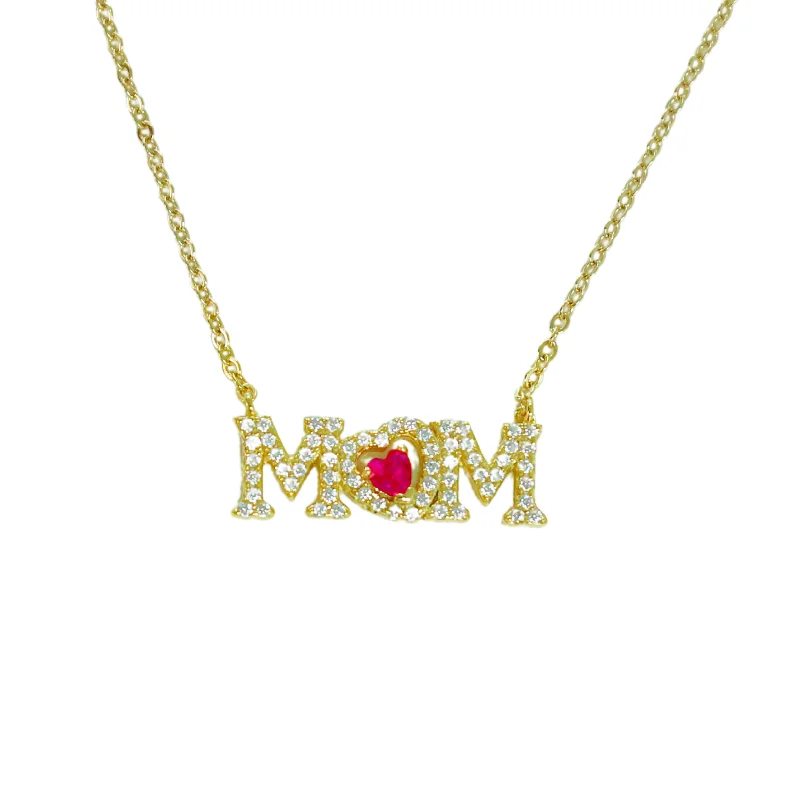 long heart necklaces for women -"MOM + Ruby" Pave CZ Necklace