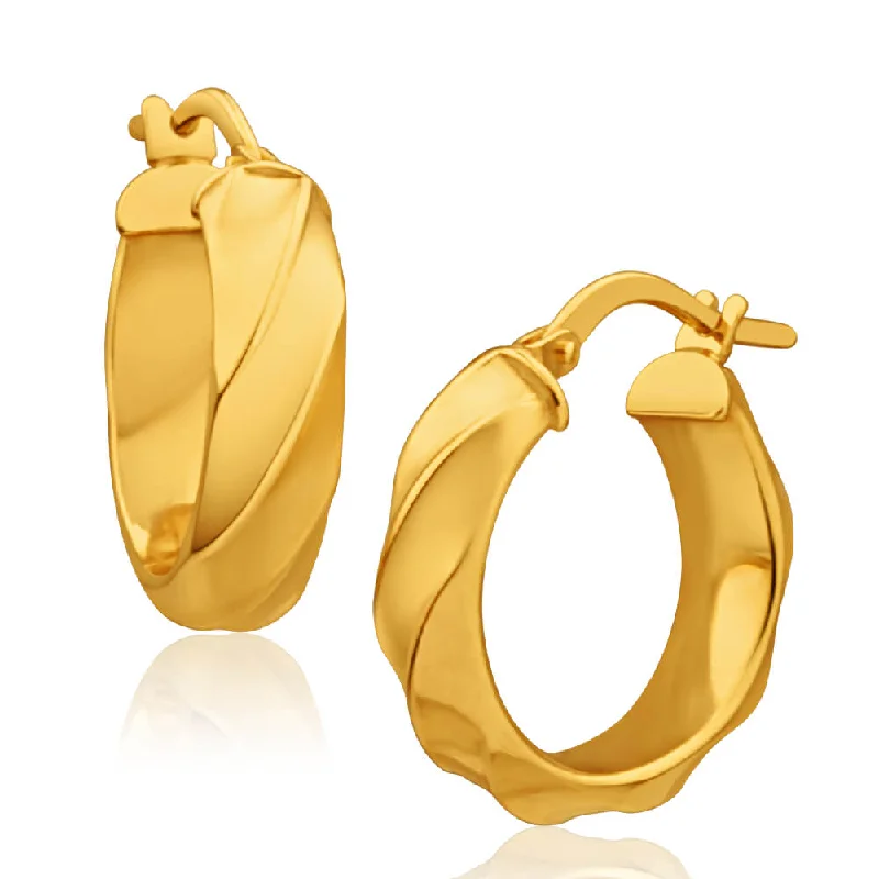 radiant stud drop earrings for women -9ct Yellow Gold Silver Filled 4mm Wide Twist 13mm Hoop Earrings Erian