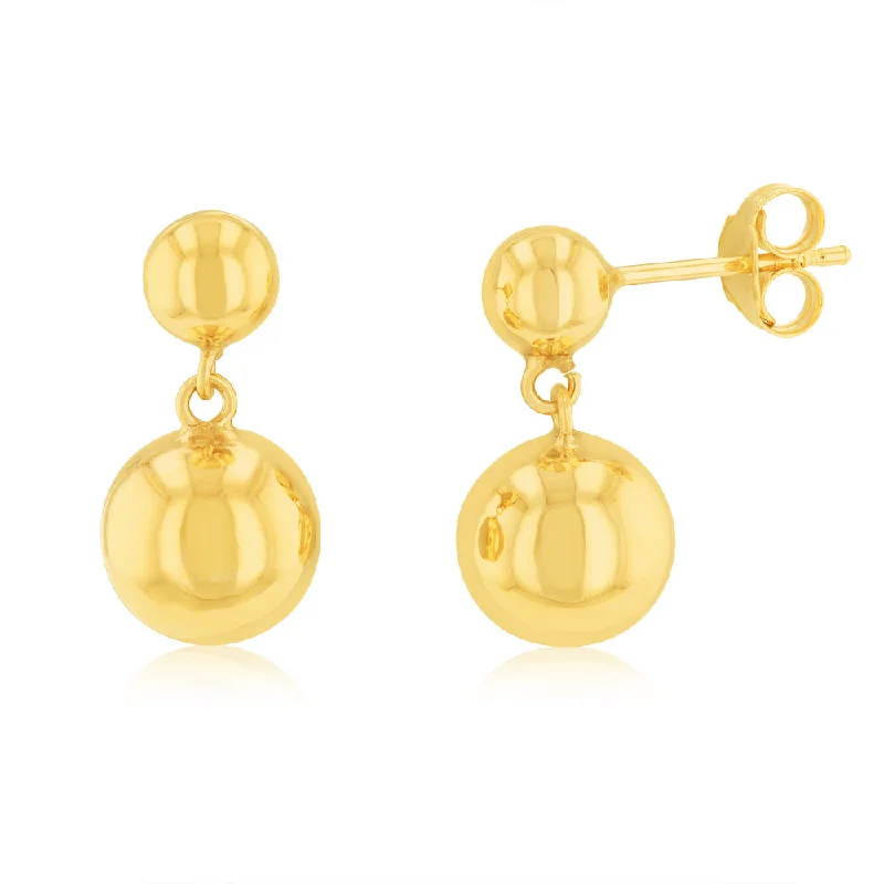 luxurious drop earrings with crystals for women -9ct Yellow Gold 5mm And 8mm Ball Drop Earrings