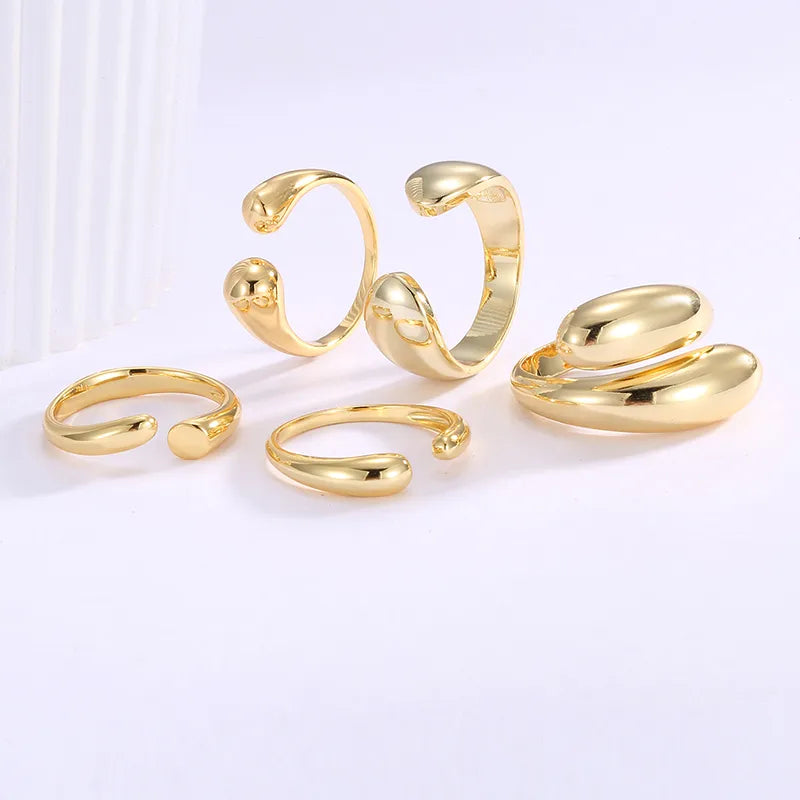 men’s and women’s rings for engagement -Copper 18K Gold Plated Solid Color Open Rings