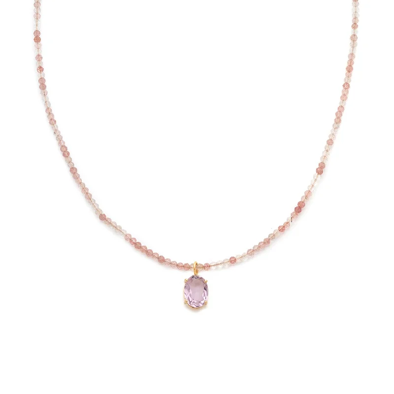 radiant star pendant necklaces for women -Jacquie Necklace | Strawberry Quartz & Amethyst