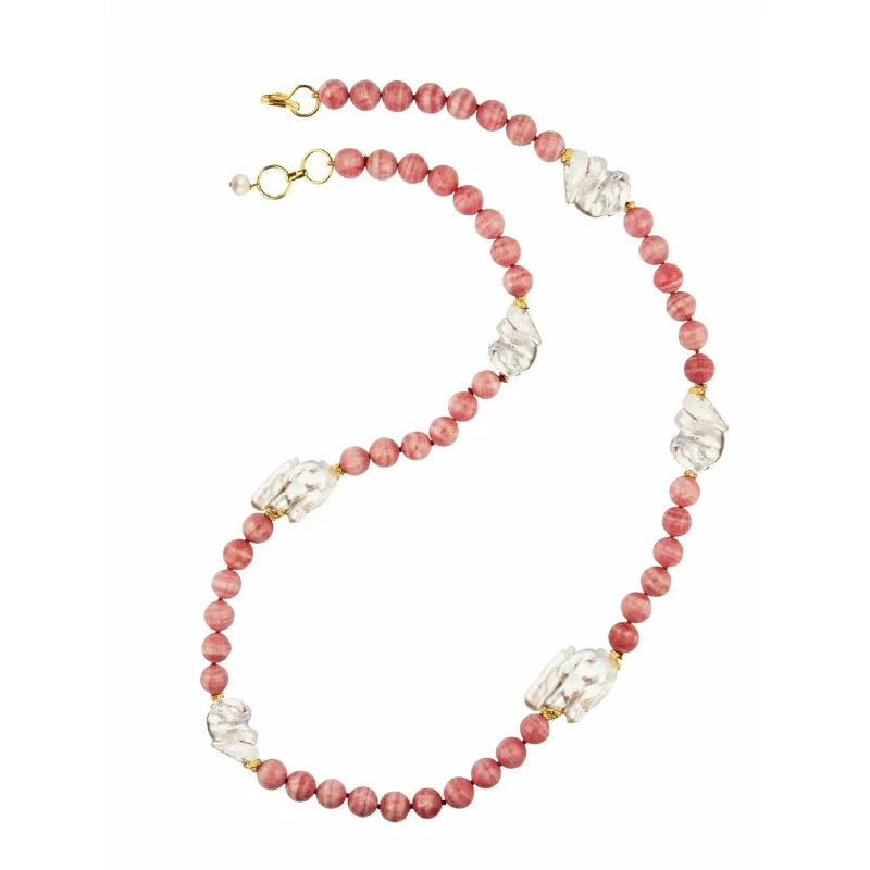 zirconia necklaces for women -Pink Rhodochrosite Necklace