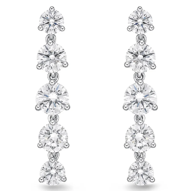 radiant gemstone earrings for women -Memoire 18k White Gold 5 Diamond Lena Drop Earrings