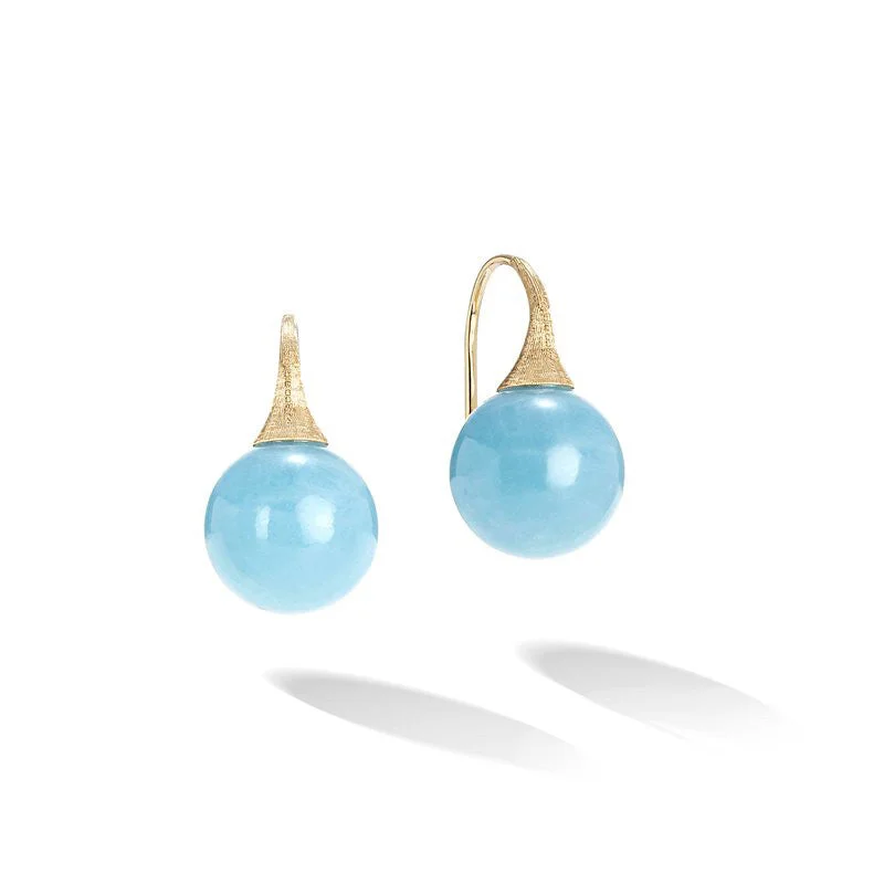 radiant gemstone chandelier earrings for women -Marco Bicego Africa Boule 18K Yellow Gold and Turquoise Earrings