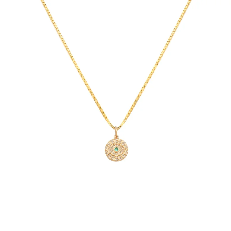 luxury pendant necklaces with gemstones for women -Evil Eye Medallion Necklace | Emerald