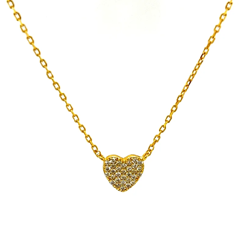 trendy heart-shaped necklaces for women -"TINY HEART PAVE" CZ Necklace