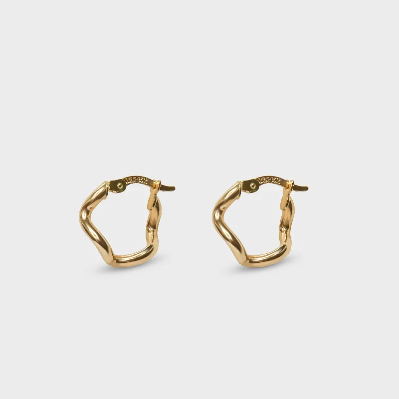 bohemian earrings for women -Wavy Gold Hoops