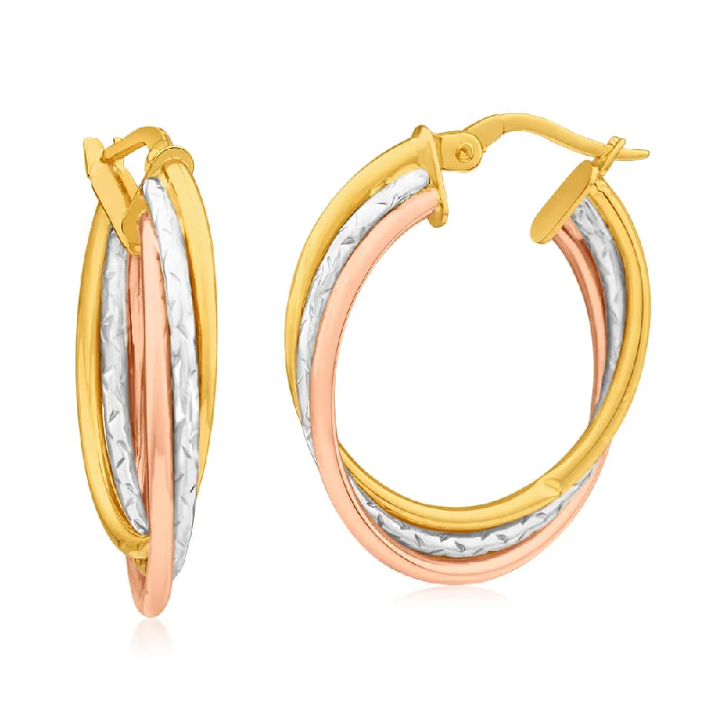 statement flower earrings for women -9ct Yellow Gold, White Gold & Rose Gold Hoop Earrings Kali