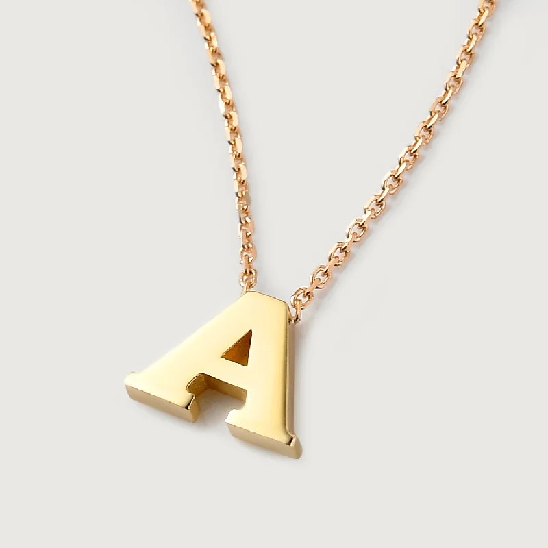 dainty chain necklaces for women -9K Gold Initial Necklace