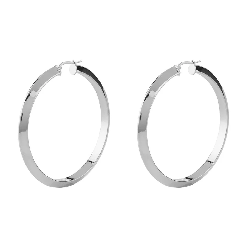 radiant silver drop earrings for women -Guess Stainless Steel 60mm Triangle Superlight Hoop Earrings