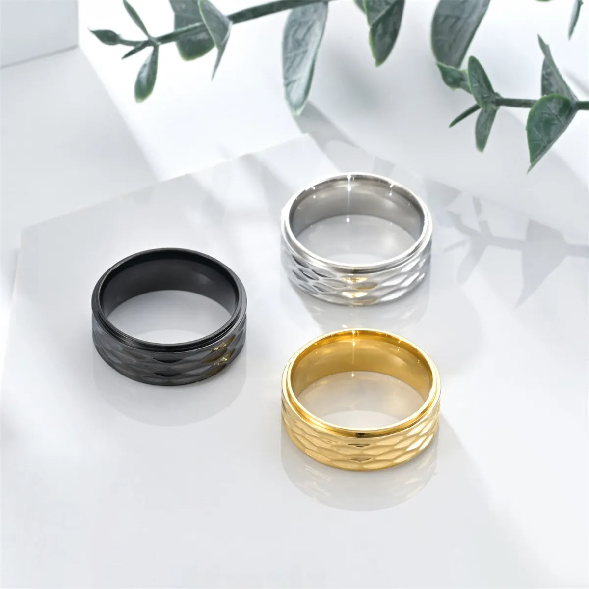 trendy rings for women -Simple Style Round Titanium Steel Polishing Men'S Rings